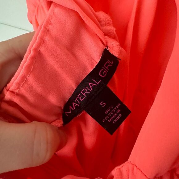 Material Girl Women’s Small Coral Open Back Romper Dress - Picture 4 of 5